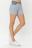 Color Block High Waisted Shorts - Blue