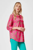 Lizbeth Floral Chain Print 3/4 Sleeve Top - Pink/Khaki