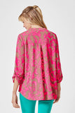 Lizbeth Floral Chain Print 3/4 Sleeve Top - Pink Khaki