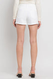 High Rise Double Cuff Denim Shorts - White