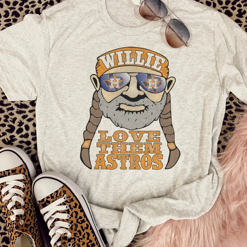 ShopHauteBoutique Willie Love Them Astros Graphic Tee - Oatmeal Large