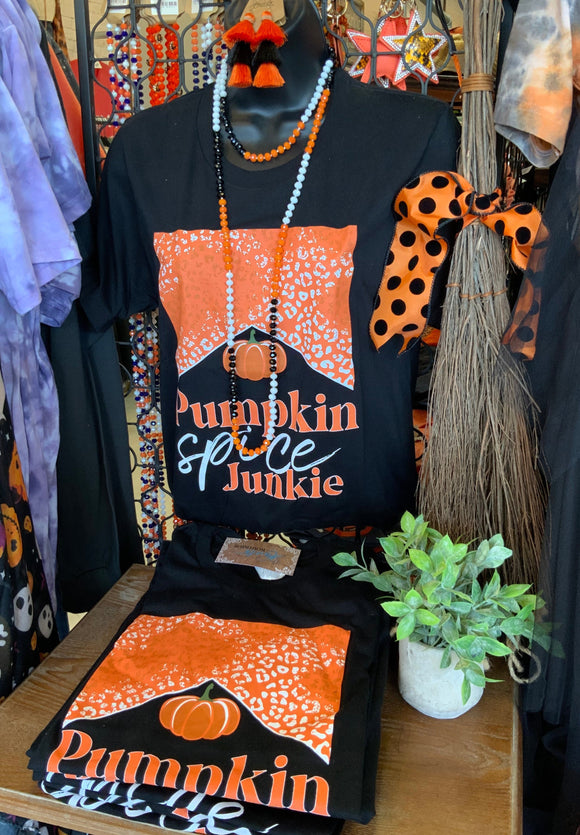 Pumpkin Spice Junkie Graphic Tee - Black