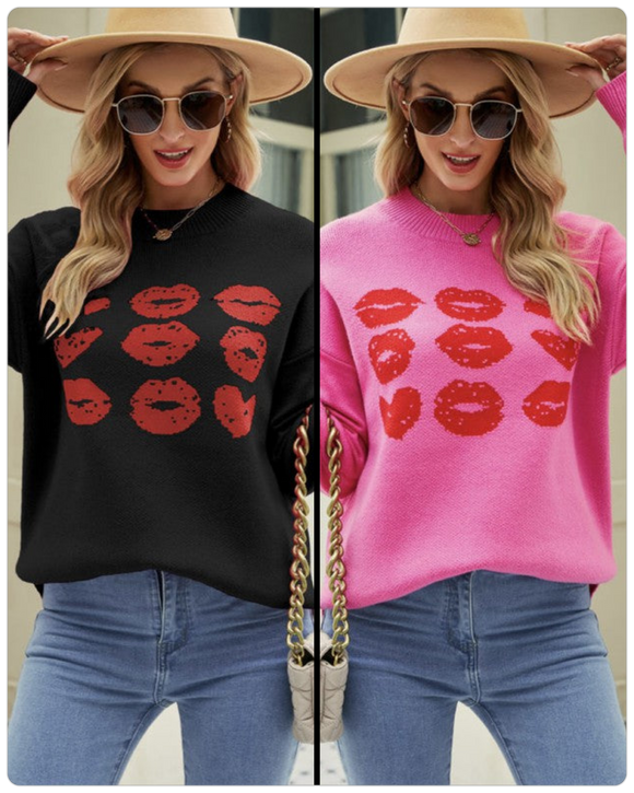 Smooches Pullover Sweater - Pink or Black
