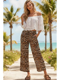 Wide Leg Flowy Woven Pants - Leopard