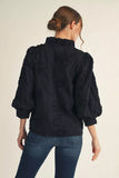 Petal Poetry Textured Floral Ruffle Neck Blouse