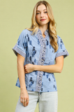 Blue Willow Ruffle Top- Blue