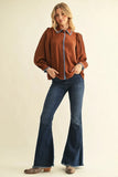 Stitch of Charm Contrast Trim Button Front Blouse