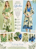 Ornate Paisley Puff Sleeve Midi Dress