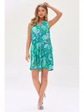 Paisley Fair Isle Sleeveless Tunic Dress - Emerald