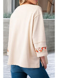Flower Patch Exposed Seam Wide Sleeve Loose Sweater Top