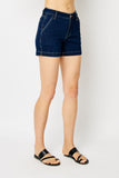Midrise Classic Carpenter Denim Shorts - Dk Blue