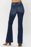 Button-Fly Mid-Rise Judy Blue Trouser Flares - Dark Wash