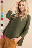 Wide Neck Front Seam Knit Sweater