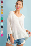 Wide Neck Front Seam Knit Sweater