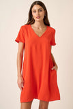 Short Sleeve Pocketed Shift Dress