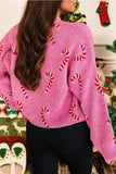 Christmas Candy Cane Drop Shoulder Sweater