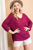 Wide Neck Front Seam Knit Sweater