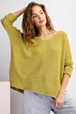 Wide Neck Front Seam Knit Sweater