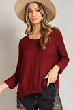 Wide Neck Front Seam Knit Sweater