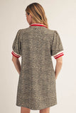 Stadium Style Quarter-Zip Dress - Leopard
