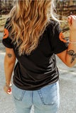 Orange Glitter Pumpkin Graphic Tee - Black