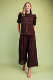Calla Gathered Sleeve Soft Denim Button Up Top