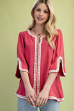 Statement Loop Trim Bell Sleeve Blouse