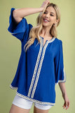 Statement Loop Trim Bell Sleeve Blouse
