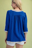 Statement Loop Trim Bell Sleeve Blouse