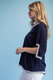Statement Loop Trim Bell Sleeve Blouse