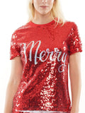 Sequin Shimmer Christmas Top - Merry