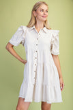 Calla Gathered Sleeve Soft Denim Tiered Dress