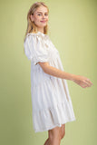Calla Gathered Sleeve Soft Denim Tiered Dress