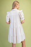 Calla Gathered Sleeve Soft Denim Tiered Dress