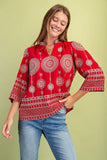 Boho Spirit Metallic Embroidered Blouse
