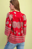 Boho Spirit Metallic Embroidered Blouse