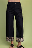 Ankle Skimmer Wide Leg Leopard Cuff Pants