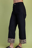 Ankle Skimmer Wide Leg Leopard Cuff Pants
