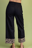 Ankle Skimmer Wide Leg Leopard Cuff Pants