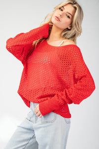 Eyelet Knit Sweater Top