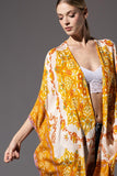 Mandala Split Side Flower Kimono - Desert Gold