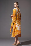 Mandala Split Side Flower Kimono - Desert Gold