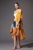 Mandala Split Side Flower Kimono - Desert Gold
