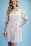 Midnight Stitch Button Front Denim Dress