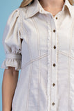 Midnight Stitch Button Front Denim Dress
