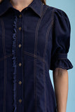 Midnight Stitch Button Front Denim Dress