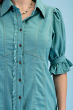Midnight Stitch Button Front Denim Dress