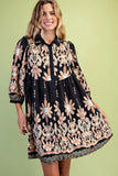 Paisley Border Print Button-Down Dress