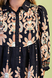 Paisley Border Print Button-Down Dress