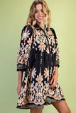 Paisley Border Print Button-Down Dress